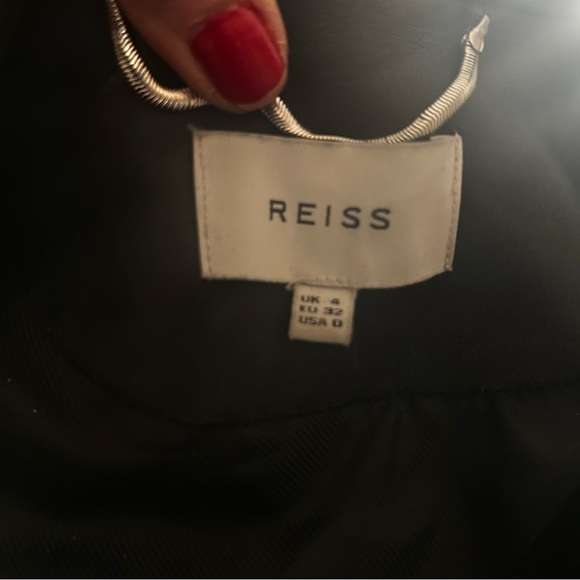 Reiss Black Leather Motorcycle Jacket Size Women's XS - Picture 11 of 16